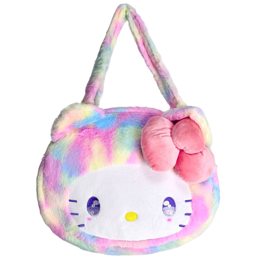 Sanrio Hello Kitty Pastel Rainbow Anime Eyes Plush Tote
